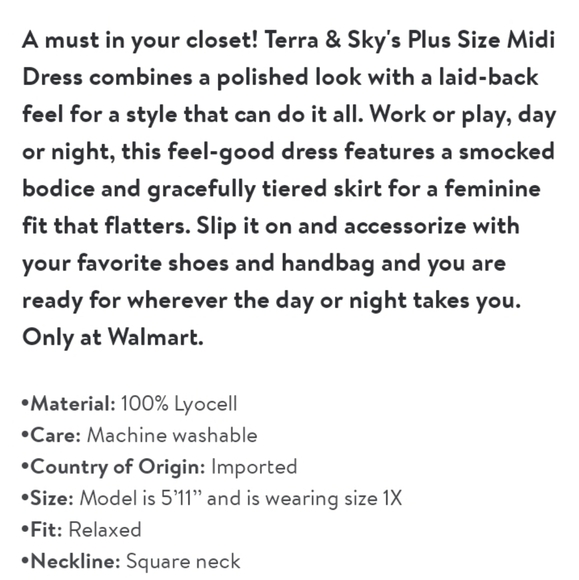 Terra & Sky Plus Size Smocked Dress NWT - Picture 6 of 8